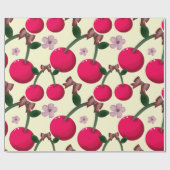 Cute red cherry pattern  geschenkpapier (Flach)