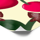 Cute red cherry pattern  poster (Ecke)