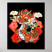 Cute Red Chinese New Year Of The Dragon 2024 Lunar Poster (Vorne)