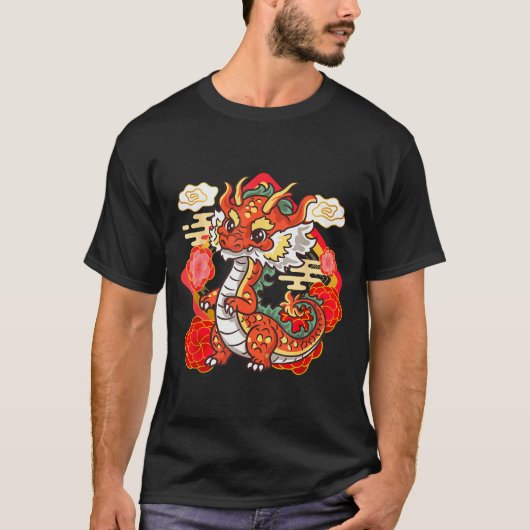 Cute Red Chinese New Year Of The Dragon 2024 Lunar T-Shirt (Vorderseite)