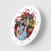 Cute Red Coquette Bow Ribbon Custom Photo Gift Runde Wanduhr (Winkel)