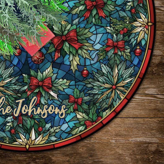 Cute red coquette bows stained glass custom polyester weihnachtsbaumdecke