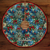 Cute red coquette bows stained glass custom polyester weihnachtsbaumdecke