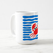 Cute Red Crab & Blue Waves Coastal Kaffeetasse (Vorderseite Links)