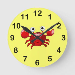 Cute red crab runde wanduhr