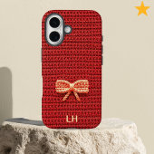 Cute Red Crochet Bow Yarn Custom Name Case-Mate iPhone Hülle