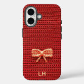 Cute Red Crochet Bow Yarn Custom Name Case-Mate iPhone Hülle (Rückseite)