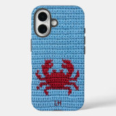 Cute Red Crochet Crab Yarn Custom Name Initials Case-Mate iPhone Hülle (Rückseite)
