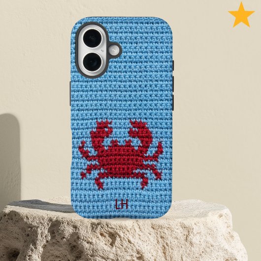Cute Red Crochet Crab Yarn Custom Name Initials Case-Mate iPhone Hülle