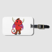 Cute Red Devil Character Thinking Mischievous Gepäckanhänger (Vorderseite (Horizontal))