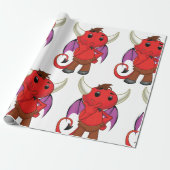 Cute Red Devil Character Thinking Mischievous Geschenkpapier (Ungerollt)
