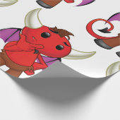 Cute Red Devil Character Thinking Mischievous Geschenkpapier (Ecke)