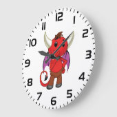 Cute Red Devil Character Thinking Mischievous Große Wanduhr (Winkel)