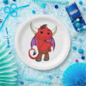 Cute Red Devil Character Thinking Mischievous Pappteller (Party)