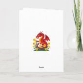 Cute Red Dragon And Daffodils Karte (Rückseite)