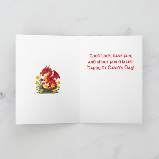 Cute Red Dragon And Daffodils Karte (Innenseite)