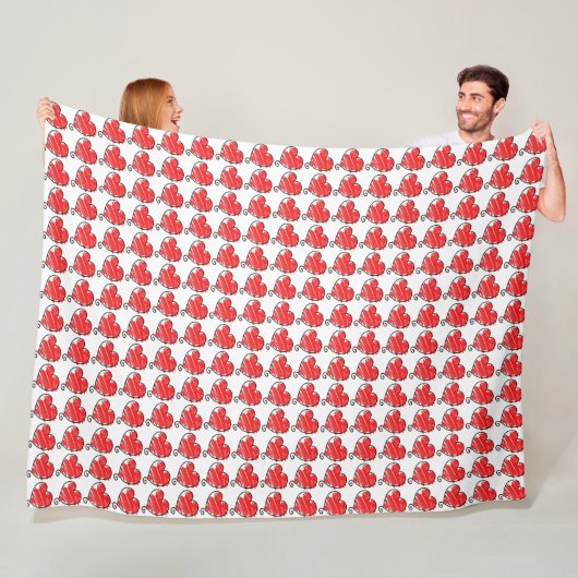 Cute Red Drawn Hearts Pattern Fleecedecke (Beispiel)