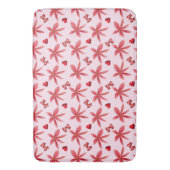 Cute Red Floral Heart Pattern Seamless Girly  Badematte (Vorderseite Vertikal)