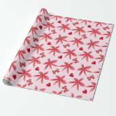 Cute Red Floral Heart Pattern Seamless Girly  Geschenkpapier (Ungerollt)