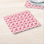 Cute Red Floral Heart Pattern Seamless Girly  Rechteckiger Pappuntersetzer (angewinkelt)