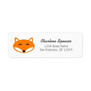 Cute red fox baby shower return address labels