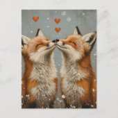 Cute Red Fox in Love Postkarte (Vorderseite)