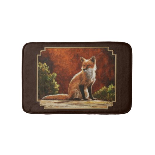 Cute Red Fox Sitting In the Sun Badematte (Vorderseite)