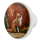 Cute Red Fox Sitting In the Sun Keramikknauf (Rechts)