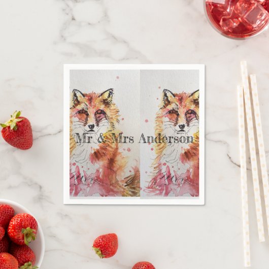 Cute Red Fox Wedding Decor Serviette Napkins (Beispiel)