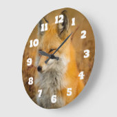 Cute Red Fox Wilderness Nature Fotograf Große Wanduhr (Winkel)