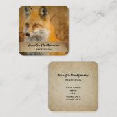 Cute Red Fox Wilderness Nature Fotograf Quadratische Visitenkarte (Vorne/Hinten)