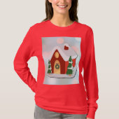 Cute Red Gingerbread House Christmas Holiday T-Shirt (Vorderseite)