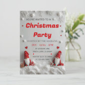 Cute Red Gnome Christmas Party Invitation Einladung (Stehend Vorderseite)