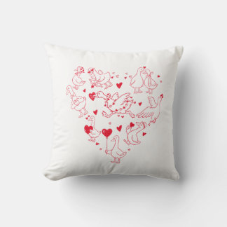 Cute Red Goose Heart Valentine Kissen