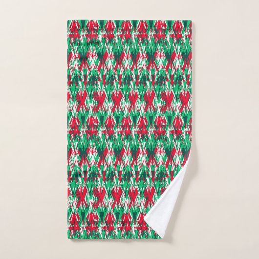 Cute red green abstract aztec pattern badhandtuch set (Handtuch)