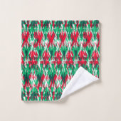 Cute red green abstract aztec pattern badhandtuch set (Waschlappen)