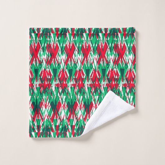 Cute red green abstract aztec pattern badhandtuch set (Waschlappen)