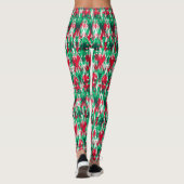 Cute red green abstract aztec pattern leggings (Rückseite)