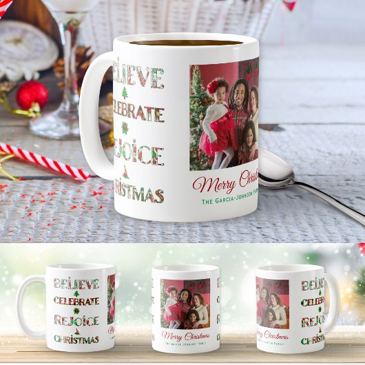 Cute Red Green Christmas Pattern Kaffeetasse