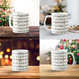 Cute Red Green Christmas Pattern Kaffeetasse