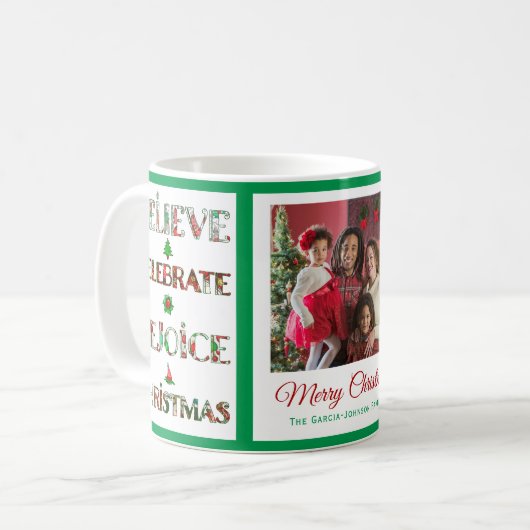 Cute Red Green Christmas Pattern Kaffeetasse (Vorderseite Links)