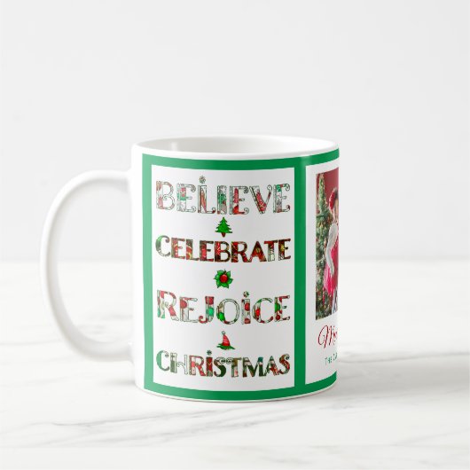 Cute Red Green Christmas Pattern Kaffeetasse (Links)