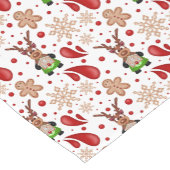 Cute Red & Green Christmas Reindeer Kurzer Tischläufer (Ecke)