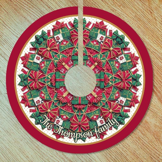 Cute red green festive christmas pattern custom polyester weihnachtsbaumdecke