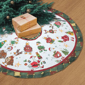 Cute Red Green Silly Goose Christmas Polyester Weihnachtsbaumdecke