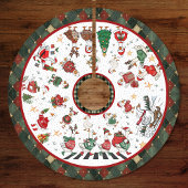 Cute Red Green Silly Goose Christmas Polyester Weihnachtsbaumdecke