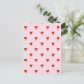 Cute Red Hearts Seamless Love Pattern on Pink Postkarte (Stehend Vorderseite)