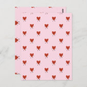 Cute Red Hearts Seamless Love Pattern on Pink Postkarte (Vorne/Hinten)