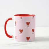 Cute Red Hearts Seamless Love Pattern on Pink Tasse (Links)