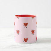 Cute Red Hearts Seamless Love Pattern on Pink Tasse (Zentrum)
